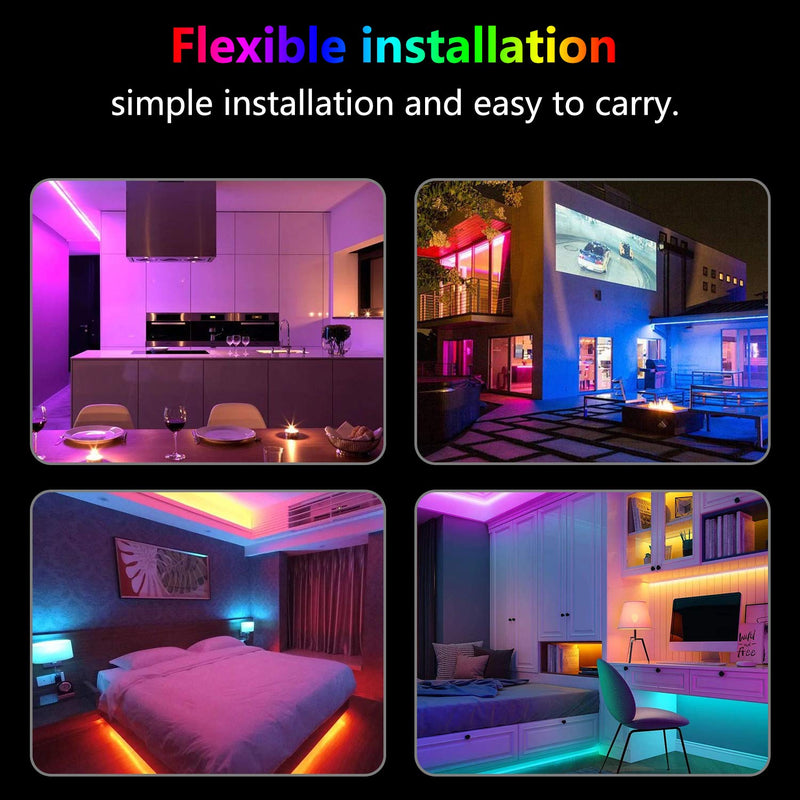 [AUSTRALIA] - LED Strip Lights 32.8ft IP65 Waterproof 5050 RGB 300 LEDs Light Strips with Bluetooth and 44 Keys IR Remote Control, Music Sync Color Changing Led Strip Lights for Bedroom Multicolor 
