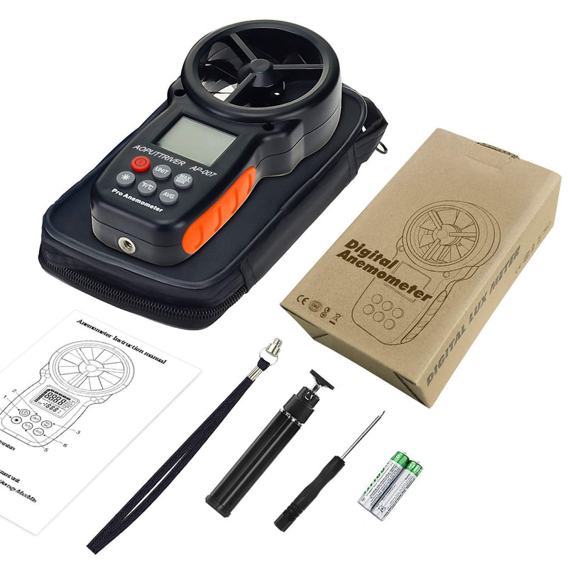 Anemometer Handheld, Portable Anemometer，Velometer, Anemometer for HVAC with Wind Speed, Temperature（℃/℉）and Backlit Air Flow Meter for Shooting, Surfing, HVAC Duct-AP-007