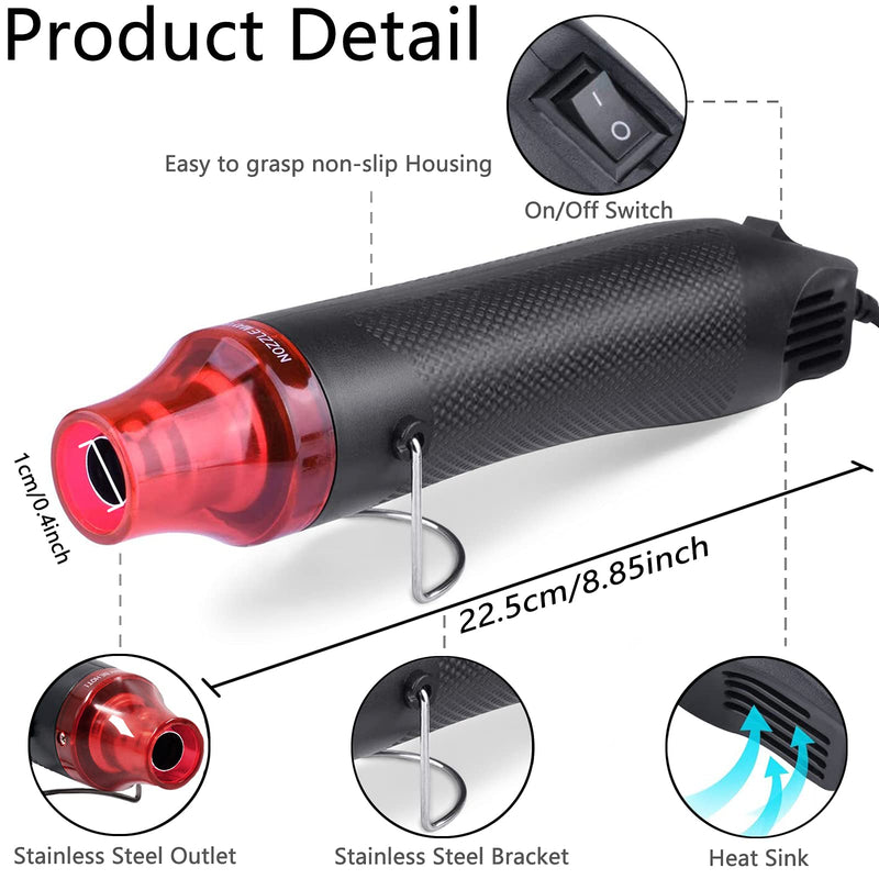 FloweryOcean Heat Shrink Tubing Kit - 2:1 Shrink Ratio,328Pcs Wire Shrink Wrap Tubing and 300W Mini Heat Gun - for Shrink Wrapping, Wire and Cable Repair, Hand Crafts