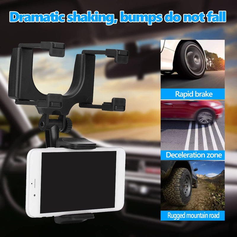 Rearview Mirror Phone Holder for Car, 360° Rear View Mirror Phone Holder for Rear View Mirror Accessories
