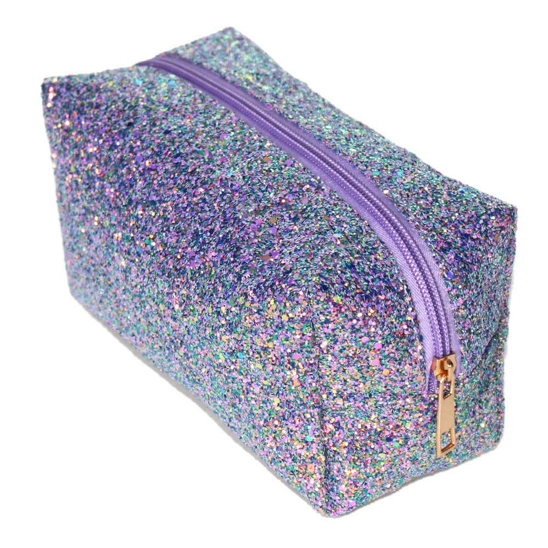 Colorful Glitter Shine Cosmetic Pouch Waterproof Zipper Handbag Carry Case Organizer Travel Case (purple) purple
