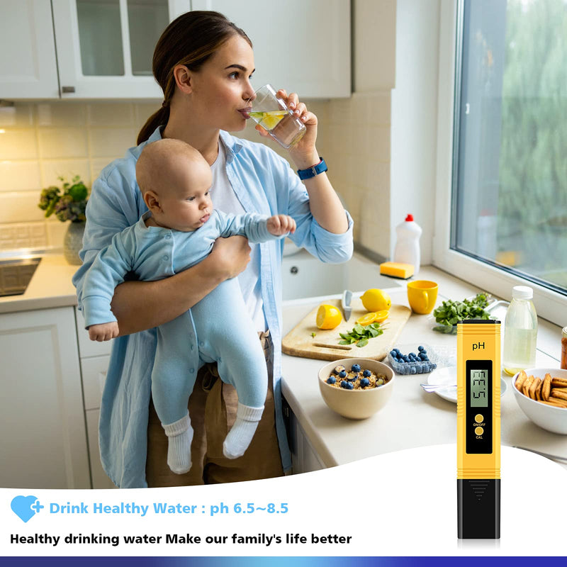 PH Meter, Digital PH Tester 0.01 High Accuracy PH Meter for Water, 0-14 PH Measurement Range for Drinking Water, Pool and Aquarium