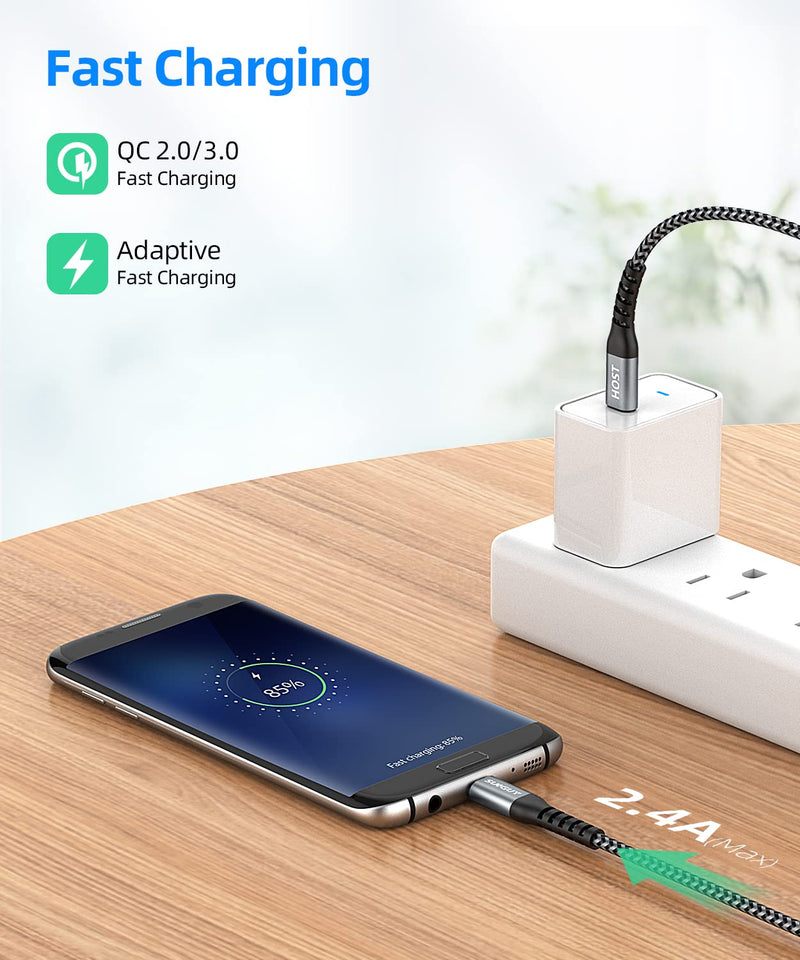 SUNGUY Short Micro USB to USB C Cable 1.5FT, OTG USB Type C to Micro USB Cable Nylon Braided Compatible with MacBook P ro/Air, Samsung Galaxy, Pixel, LG and Micro USB Devices