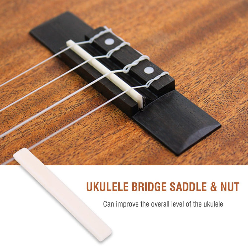 Bone Nut for Ukulele, Ukulele Bridge Saddle Guitar Bone String Saddle and Nut for 4 String Ukuleles Musical Instrument Repair Parts