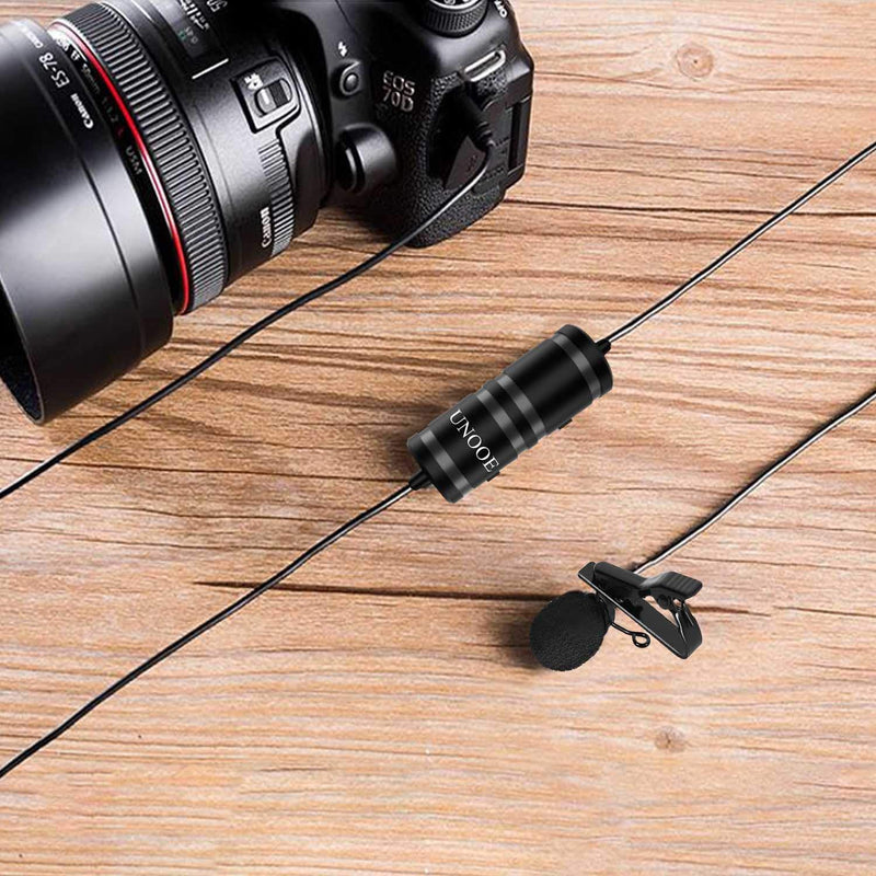 [AUSTRALIA] - Lavalier Microphone UNOOE Omnidirectional Condenser Lapel Microphone No Battery Required for YouTube Interview Video Recording Compatible with Phone DSLR Camera/Smartphone (6M/19FT) 