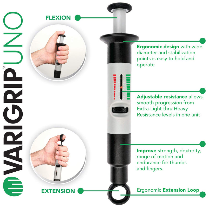 VariGrip Therapy, UNO, Adjustable Resistance, light, medium FiddlLink dexterity tool (VGU-VGM-FL) Finger Strengthener, finger exerciser, hand exerciser, grip strengthener, thumb exerciser, fidget toy Dynatomy VariGrip Therapy Thumb/Hand/Wrist Kit