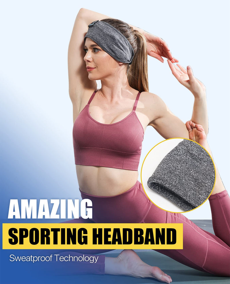 ASMRBAND Headband Headphones, Sleep Headphones Adjustable, Sleeping Headphones Comfortable Headband with Thin Speaker Microphone Handsfree Best Gift Ideas For Women Men Dark Gray 1 Count (Pack of 1)
