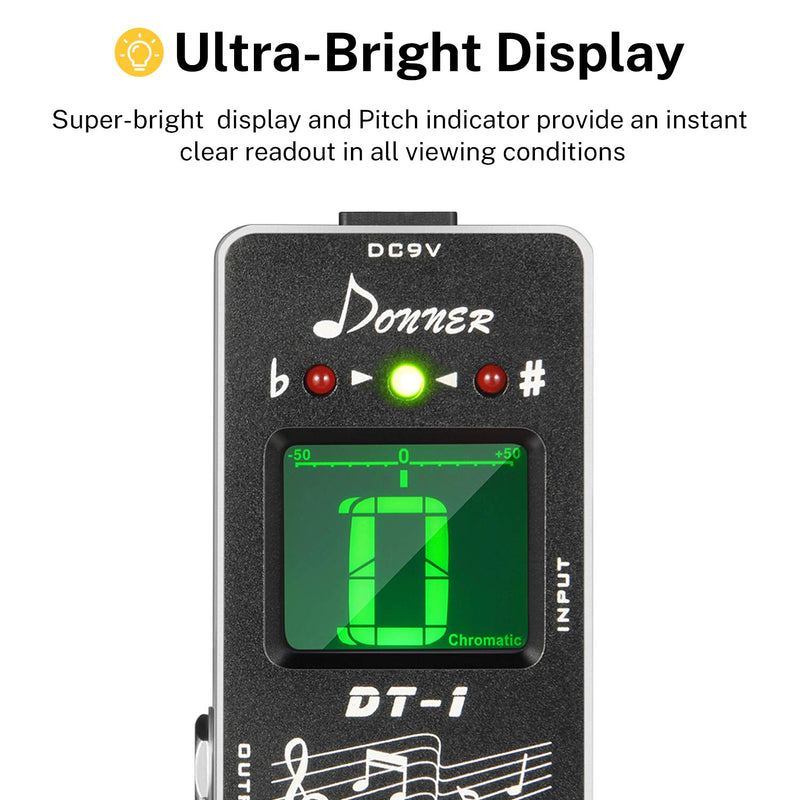 Donner DT-1 Guitar Chromatic Auto Pedal Tuner with LCD Display True Bypass