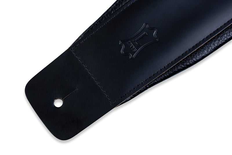 Levy's Leathers 3" Leather Guitar Strap with Foam Padding and Garment Leather Backing; Black (DM1PD-BLK)