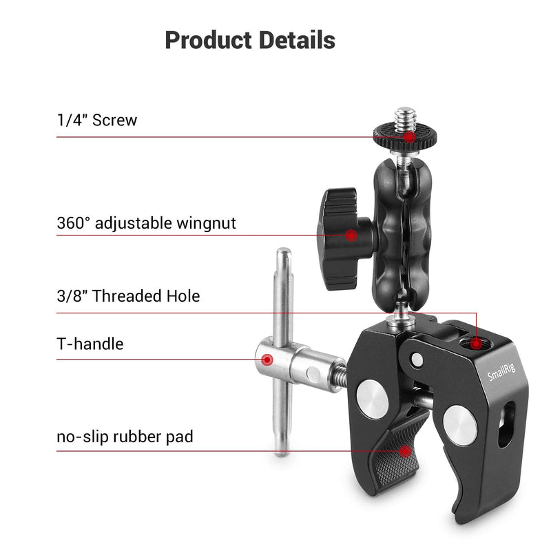 SmallRig Multi-Functional Ballhead Clamp Magic Arm Adapter with Bottom Clamp - 2161