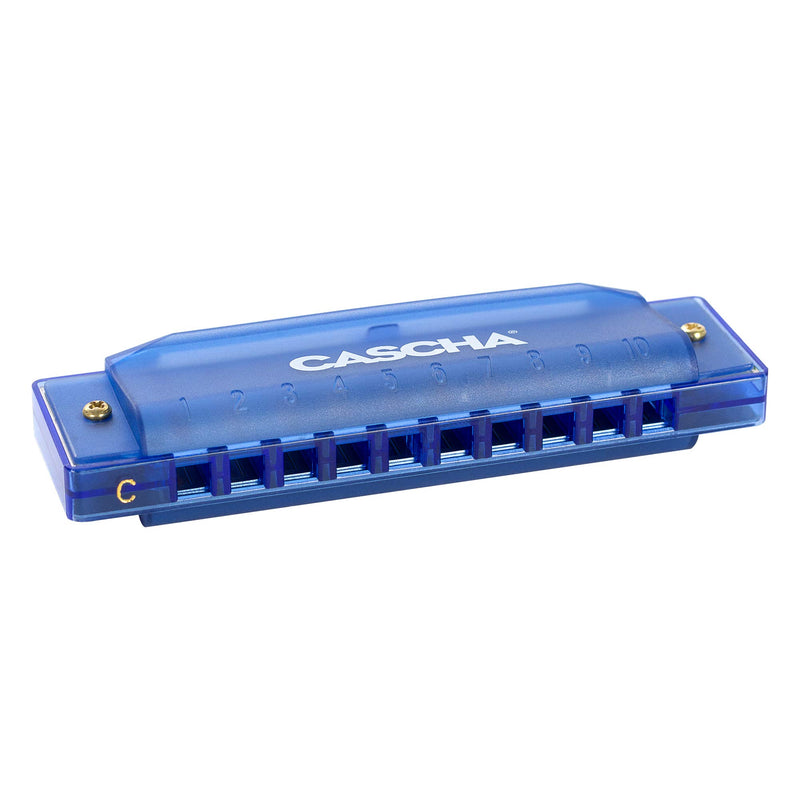 Cascha Fun Blues Harmonica in C Major - Diatonic 10-Hole Harmonica for Children & Adults - Modern Semi-Transparent Design - High Quality & Long Life - Blues Harp Blue