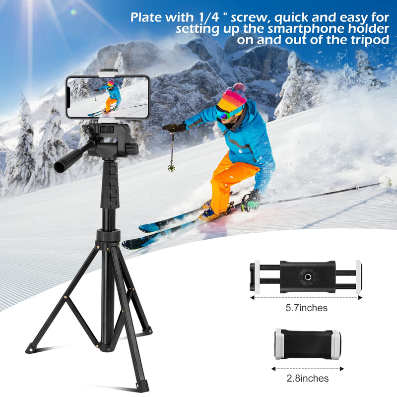 UBeesize 62" Phone Tripod, Aluminum Portable Phone Tripod Stand with Wireless Remote & Phone Holder, Compatible with Android/iPhone/Sport Camera, Perfect for Vlogging/Video Recording/Live Streaming