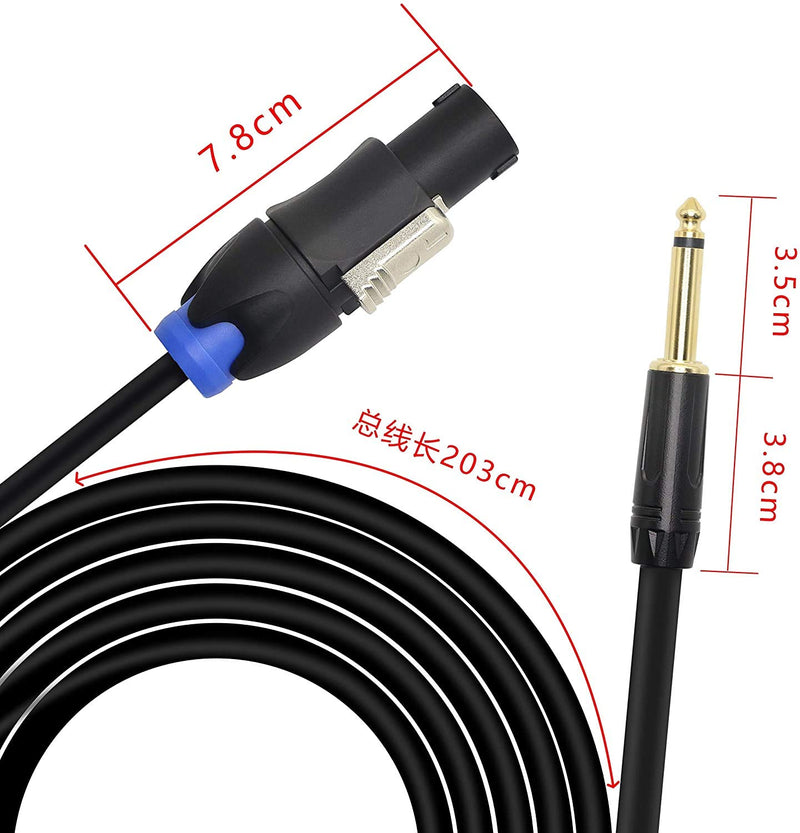 Speakon to 1/4" Mono Speaker Cable, 6.35mm TS Plug to Speakon Male Speaker Wire 14 Gauge Audio Amplifier Connection Cord for DJ/PA Speaker Cord with Twist Lock -2M (Speakon Male)