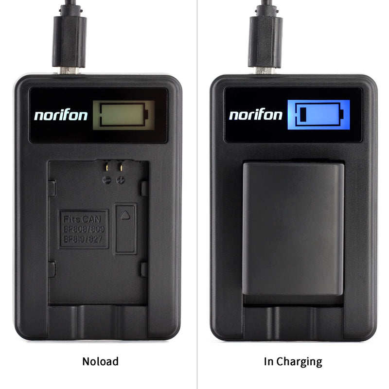 [AUSTRALIA] - Norifon BP-808 LCD USB Charger for Canon FS100, FS200, FS300, LEGRIA HF G10, LEGRIA HF G25 Camera and More ,Black, BP-808-L 