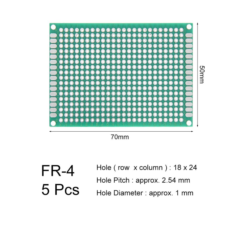 uxcell 5pcs 5x7cm Double Sided PCB Board Universal Printed Circuit Proto Board for DIY Soldering Electronic Projects Practice Test Circuit