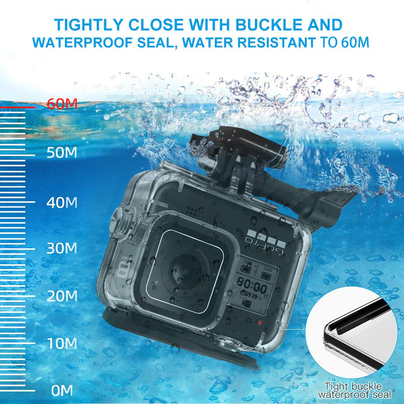 DECADE Waterproof Housing Case for GoPro HERO8 Black,60 Meter Underwater