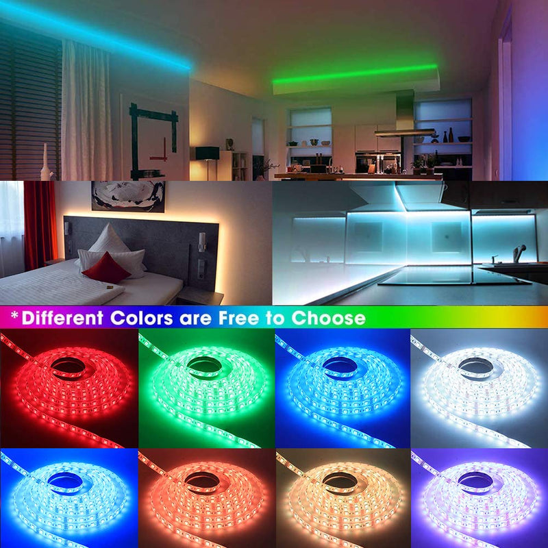 [AUSTRALIA] - XUNATA RGB LED Strip Lights Sync to Music, Dimmable LED Strip Kit, 33Ft/10M 600 LED Lights 2835 Non-Waterproof LED Light Strip with Music Sensor, Remote and Power Supply 