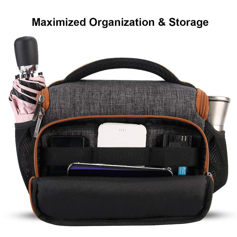 DOMISO Camera Bag Case Waterproof Anti-Shock Shoulder Bag for SLR DSLR Compatible with Nikon D90 D7000 D5300/Canon 60D 700D 5D2/Sony A580 A900/OLYMPUS/Fujifilm/Sony/Panasonic/Pentax/Samsung,Grey Grey