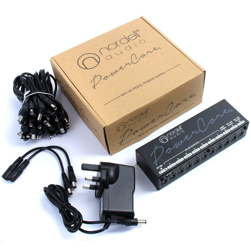 The Original Premium 'Nordell Audio' Isolated 10 Output Power Supply Unit for Guitar Effects/Pedal Boards (9/12/18v)