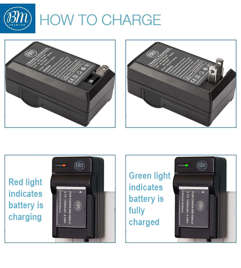 BM Premium NB-6L, NB-6LH Battery and Charger for Canon PowerShot S120, SX170 is, SX260, SX280, SX500, SX510, SX520, SX530 HS, SX540 HS, SX600 HS, SX610, SX700, SX710, ELPH 500, D10, D20, D30 Cameras