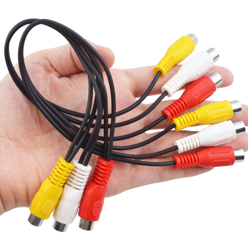 Bonayuanda 3 RCA Female Jack to 6 RCA Female Plug Splitter Audio Video AV Adapter Cable