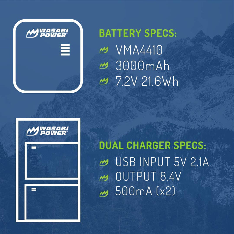 Wasabi Power Battery (2-Pack) and Dual Charger for Arlo Go (VMA4410 & VMA4400C)