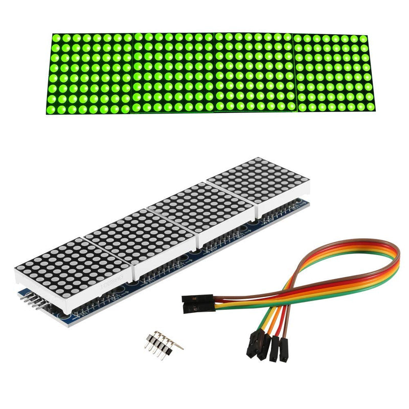 Organizer 2pcs MAX7219 Dot Matrix Module for Arduino Microcontroller 4 in 1 Display with 5pin Line (Green) green