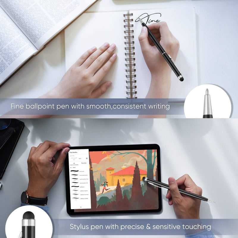 ORIbox Stylus Pen,12pcs Universal 2 in 1 Capacitive Stylus Ballpoint Pen for iPad,iPhone,Samsung,HTC,Kindle,Tablet,All Capacitive Touch Screen Device(6 Black,6 Sliver), Model: Oribox Stylus Pen P3PEN