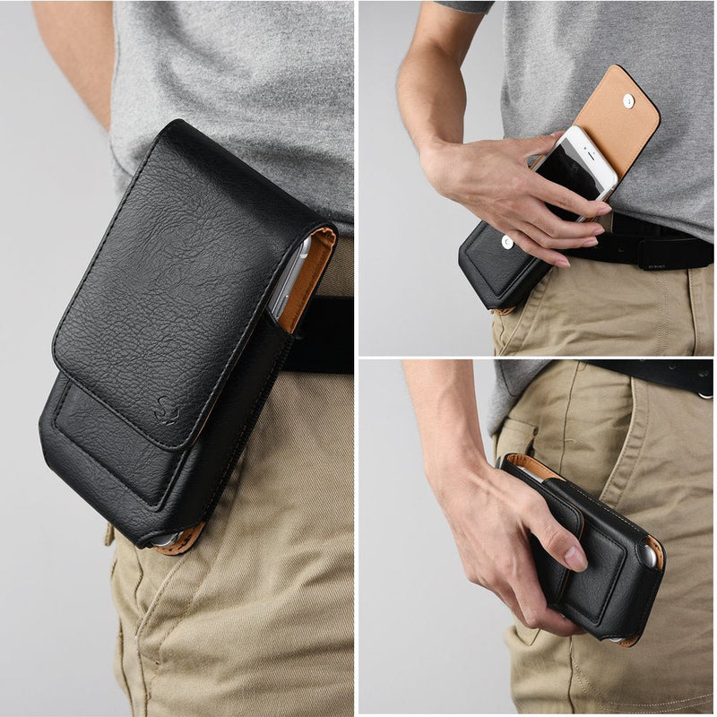 [AUSTRALIA] - Belt Clip Holster Pouch Heavy Duty Leather Case for Motorola One 5G Ace, One 5G, Moto Edge, Moto g Fast, Moto e, Edge+, Moto g Stylus, Moto g Power, Moto g Play, Moto Z4, Moto e6, Moto g7, One Hyper 