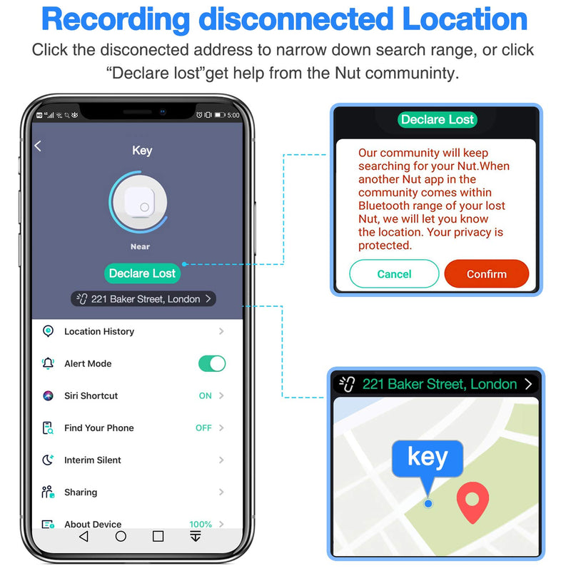 NUT Key Finder, Phone Finder Item Tracker with Bluetooth for Android/iOS, Anti-Lost Alarm Item Finder Locator for Keys, Backpack, Phone, Wallet, Item Tracker Device with One Touch Find- New Version