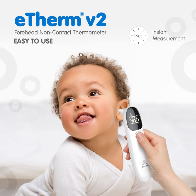 Elepho eTherm Ear & Forehead Non-Contact Thermometer Infrared & Digital Thermometers for Adults, Kids, Babies & Infants Instantly Accurately Reads Temperature Slim Design, Easy to Read Large Display.