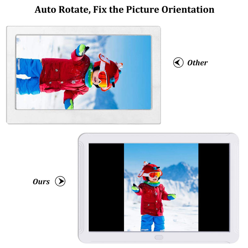 Atatat Digital Picture Frame 8 Inch with 1920x1080 IPS Screen, 32GB SD Card, Digital Photo Frame Support 1080P Video, Music, Photo Slideshow, Adjustable Brightness, Auto-Rotate,Breakpoint Play,Remote White