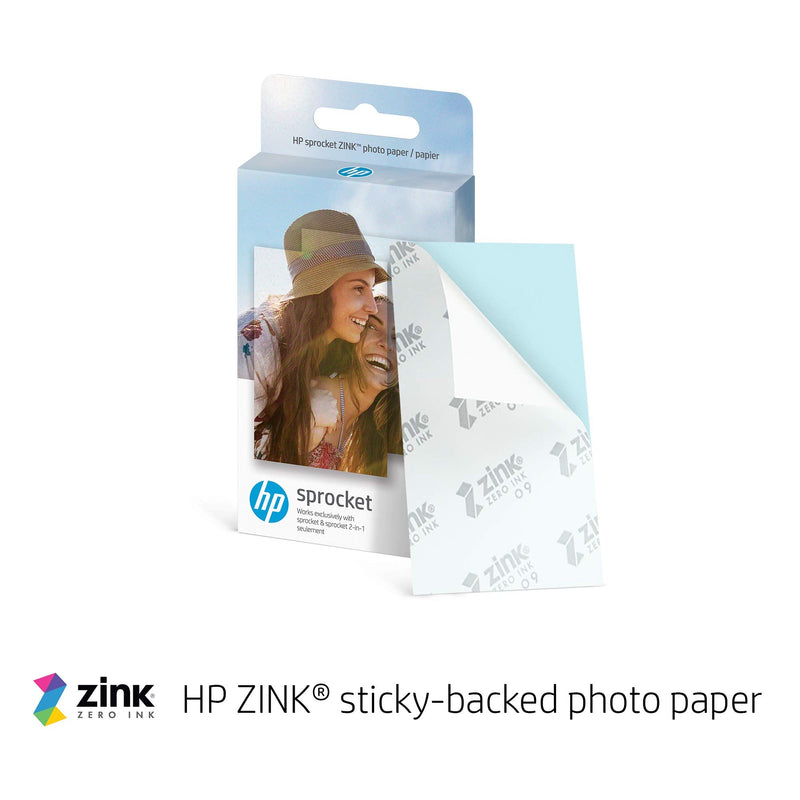 HP Sprocket 2x3" Premium Zink Sticky Back Photo Paper (100 Sheets) Compatible with HP Sprocket Photo Printers, Original Version. 100 Pack