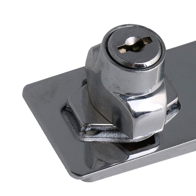 RDEXP 3Inch Length Silver Zinc Alloy Keyed Hasp Lock Twist Knob Keyed Locking Hasp w/Screw for Doors Cabinet Set of 2