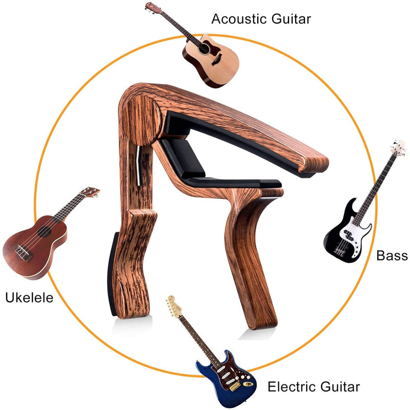Guitar Capo Tuner Fit for Ukulele, Violin, Electric, Bass, Acoustic Guitar with Picks and Pick Holder