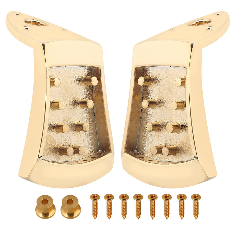 Guitar Tailpiece Golden Zinc Alloy Tailpiece Replacement for 8-String Mandolin Guitar Set of 2