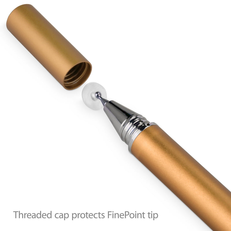 Stylus Pen for Amazon Fire HD 10 (9th Gen 2019) (Stylus Pen by BoxWave) - FineTouch Capacitive Stylus, Super Precise Stylus Pen for Amazon Fire HD 10 (9th Gen 2019) - Champagne Gold Tap-Disc Touch Stylus - Gold