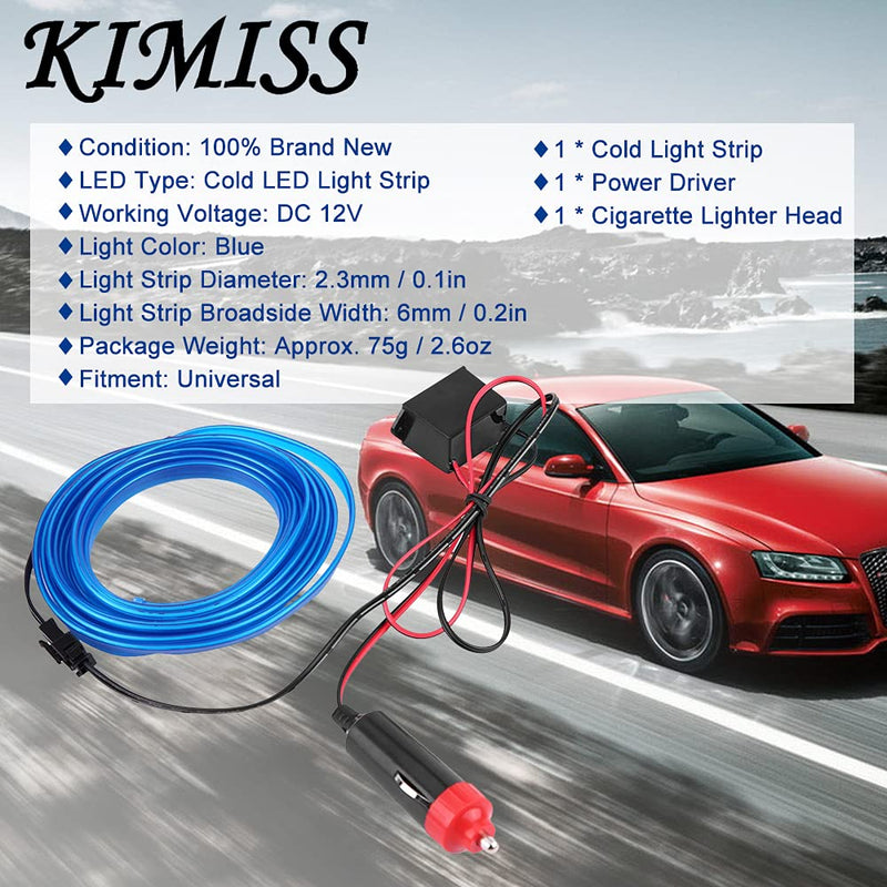 KIMISS DC 12V Car Panel Neon Lamp Strip Blue Cold LED Light Interior Atmosphere Light Trim