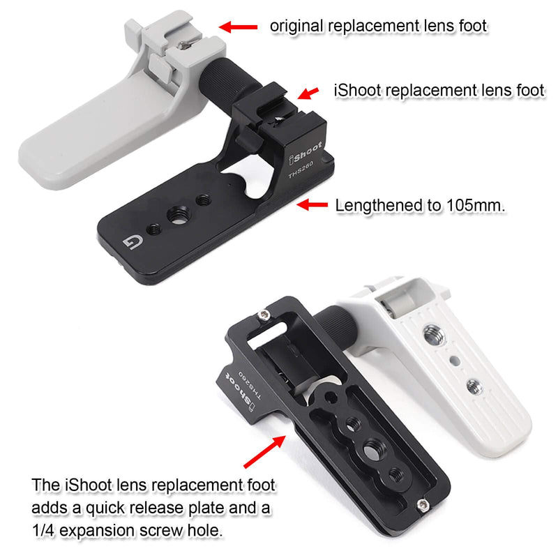 iShoot Lens Collar Replacement Foot, Tripod Mount Rings Stand Base Compatible with Sony FE 200-600mm f/5.6-6.3 G OSS Lens SEL200600G, Built-in Arca-Swiss Fit Camera Quick Release Plate Dovetail Groove