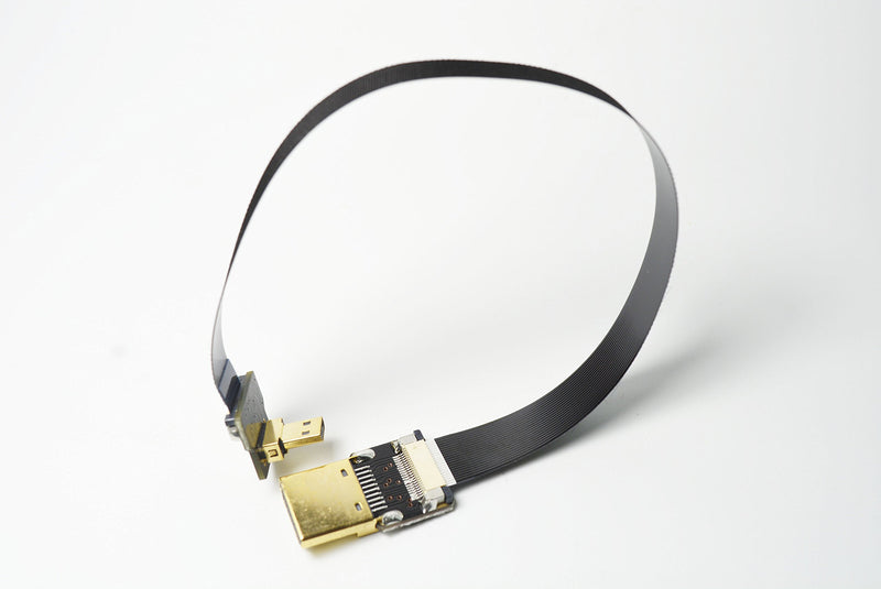 Short micro HDMI 90 degree FPV FFC Flat Slim Thin HDMI Cable Micro HDMI 90 degree to Standard HDMI Full HDMI Normal HDMI for Gopro Sony A7RII A7SII A9 A6500 A6300（REVERSE SOCKET OF A6000）Black 20CM