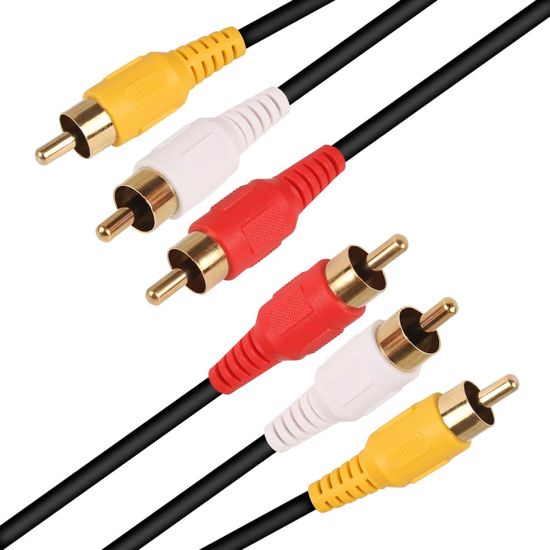 Audio Video Cable,Composite Cord 6 ft RCA to RCA M/Mx3,AV Cable for TV,DVD,VCD etd.