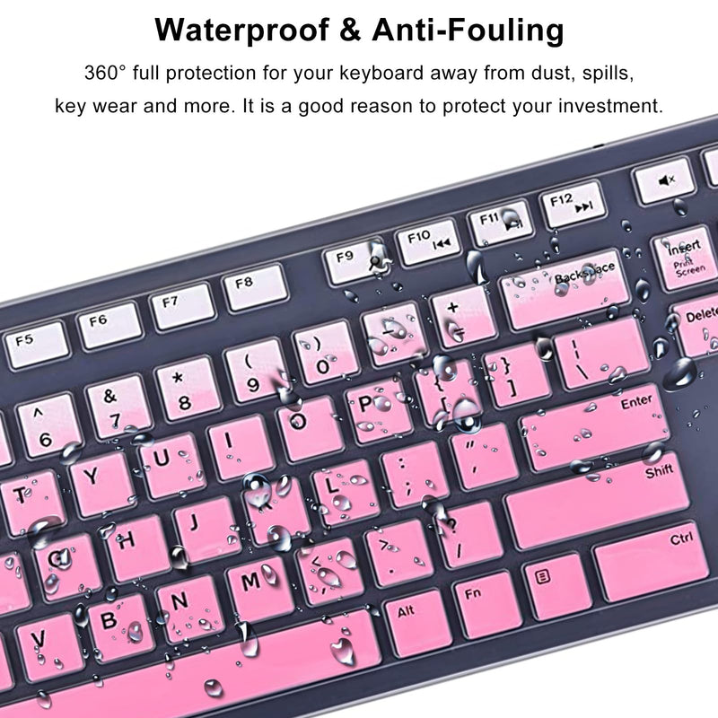 Keyboard Covers for Dell KM636 KB216 Wireless Wired Keyboards, Dell Optiplex 5250 3050 3240 5460 7450 7050/Dell Inspiron AIO 3475 3670 3477 Silicone Desktop Computer Keyboard Skins (Pink) 1 Pack Gradient Pink