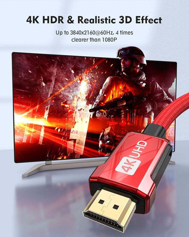 4K HDR HDMI Cable 6.6ft, Silkland 18Gbps 4K 60Hz HDMI 2.0 Cable, (4:4:4, HDR10, ARC, HDCP 2.2, 3D), High Speed 4K Ultra HD Cable, Compatible UHD TV, Blu-ray, PS5/PS4, Projector Red