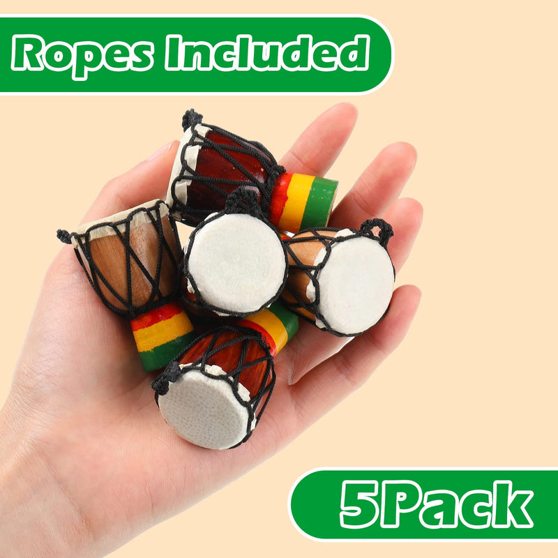 5 Pcs Instrument Necklaces Djembe Drum Mini Pendant African Drum Wooden Classic Hand Congo Drums Jewelry Necklace Drums and Percussion for Teens Men Women Charms Drummer Music Lover Gift, Multicolor