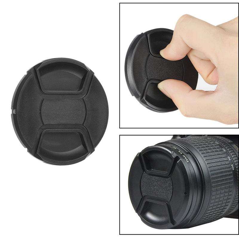 Lens Cap Bundle - 4 Snap-on Lens Caps for DSLR Cameras - 4 Lens Cap Keepers - Microfiber Cleaning Cloth Included - Compatible Nikon, Canon, Sony Cameras (55mm) 55mm