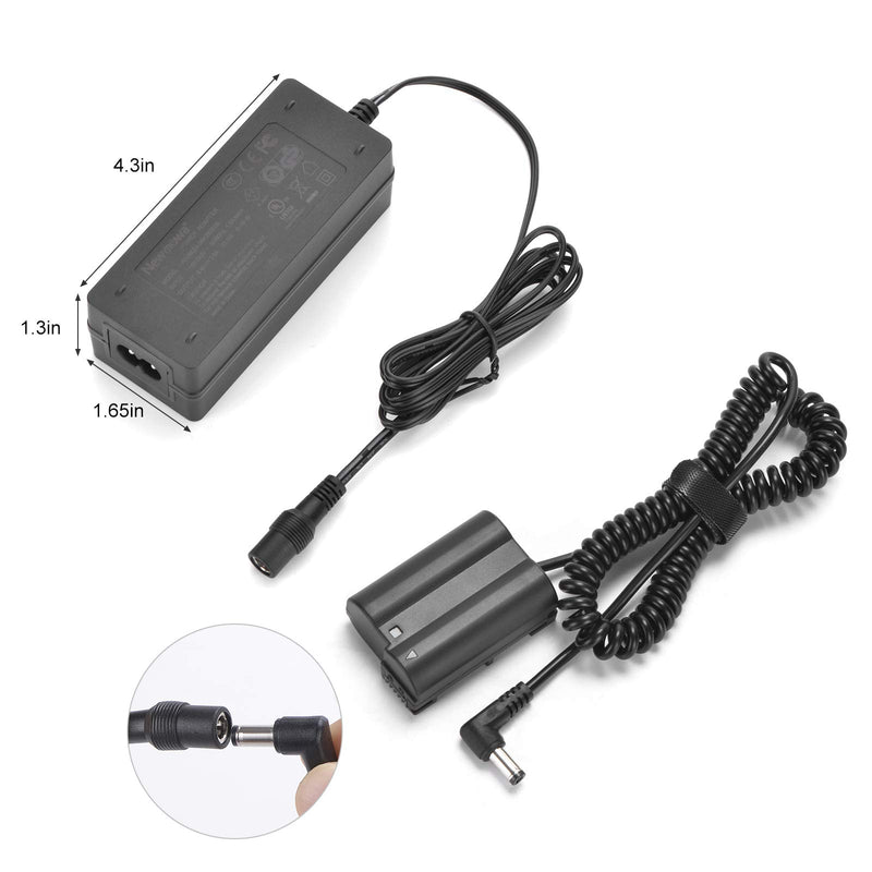 Newmowa EN-EL15 Replacement Dummy Battery AC Power Supply Adapter and DC Coupler Charger Kit for Nikon D750, D800, D810, D850, D7000, D7100, D7200 Camera