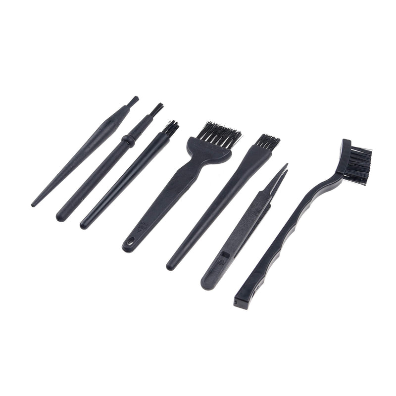 CamKix Multi-Purpose Brushes (Black) - 9 Pack - 7X Multi-Sized Brushes, 1x Anti-Static Tweezers, 1x Cleaning Cloth - Small Gaps - Computers, Keyboards, PCBs, Vents, Car Interior, Window Track