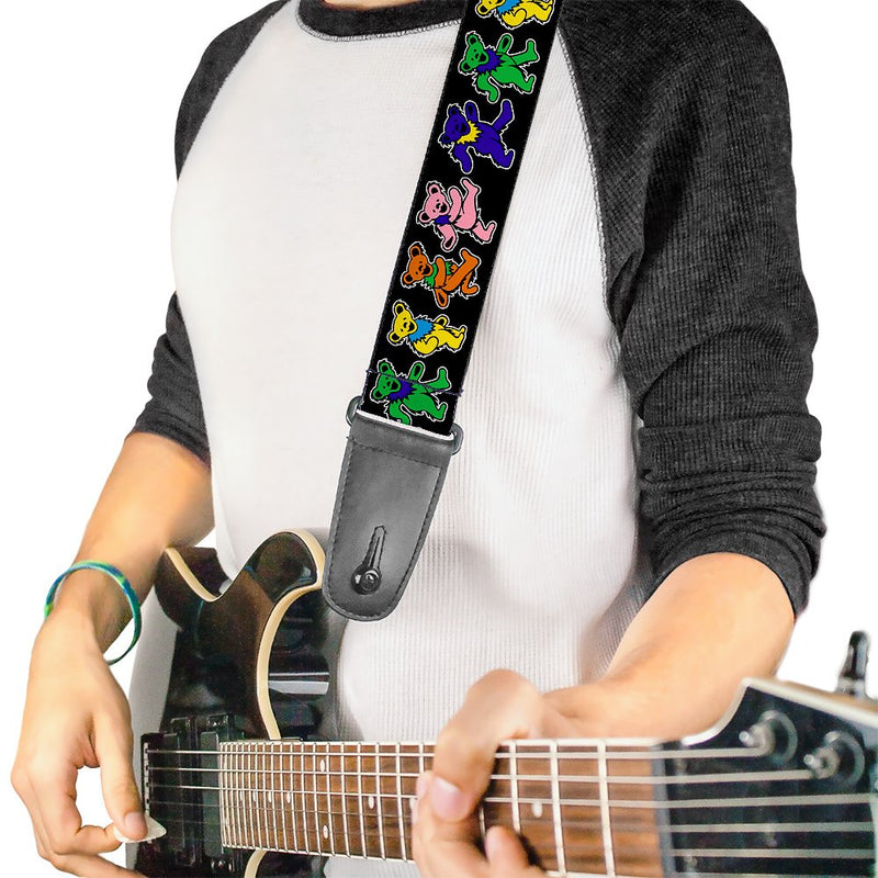 Buckle-Down Guitar Strap - Dancing Bears Black/Multi Color - 2" Wide - 29-54" Length