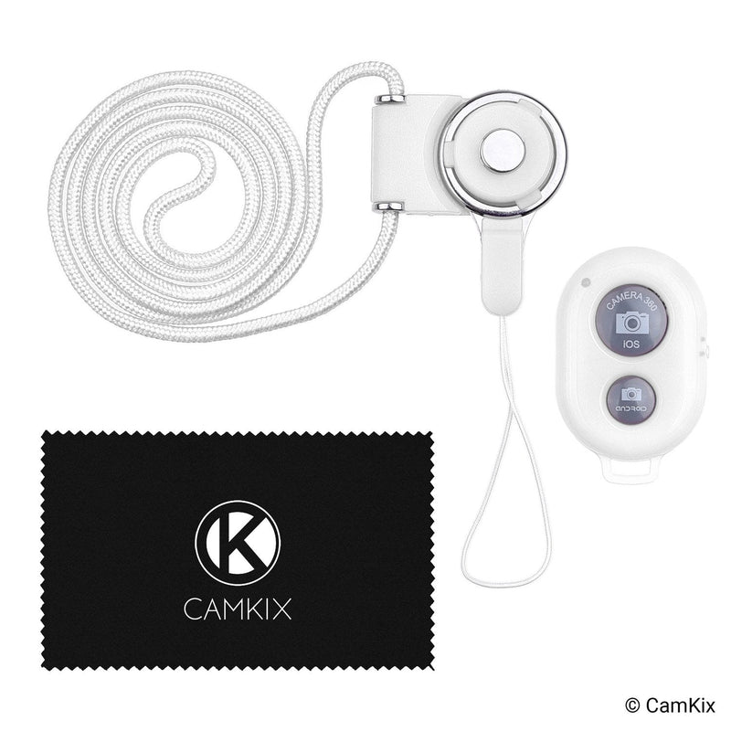 CamKix Camera Shutter Remote Control with Bluetooth Wireless Technology - White - Lanyard with Detachable Ring Mount - Capture Pictures/Video Wirelessly at 30 ft Compatible with iPhone/Android