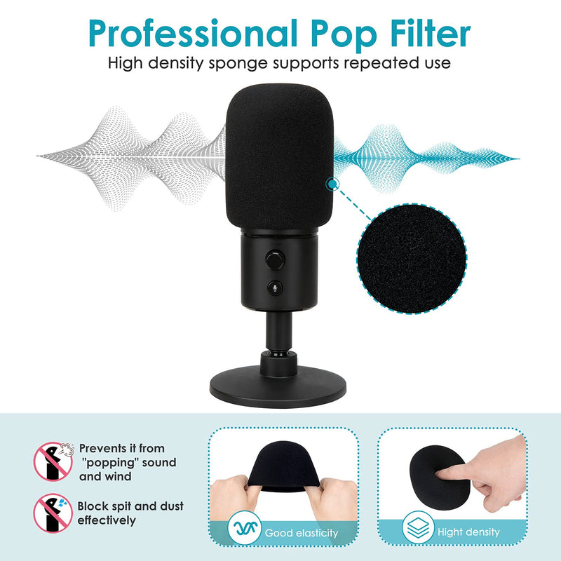 YOUSHARES Razer Seiren X Mic Stand with Foam Mic Cover - Mic Boom Arm Stand with Windscreen Pop Filter Compatible with Razer Seiren X Microphone